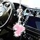 YIDEXIN Car Rear View Mirror Charms for Women Men Rinestones Diamond Love Heart and Pink Plush ball Bling Lucky Crystal Hanging Accessories