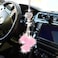 YIDEXIN Car Rear View Mirror Charms for Women Men Rinestones Diamond Love Heart and Pink Plush ball Bling Lucky Crystal Hanging Accessories