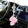 YIDEXIN Car Rear View Mirror Charms for Women Men Rinestones Diamond Love Heart and Pink Plush ball Bling Lucky Crystal Hanging Accessories