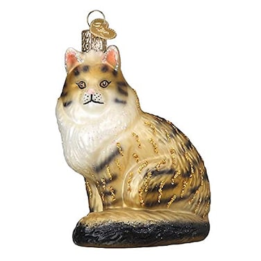 Old World Christmas Maine Coon Cat Glass Blown Ornament for Christmas Tree Handcrafted Holiday Decoration Cat Collection