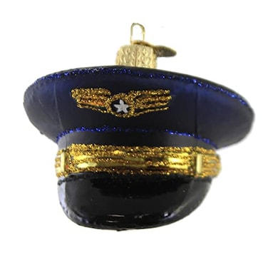 Old World Christmas Pilots Cap Glass Blown Ornament for Christmas Tree Handcrafted Holiday Decoration Pilot Collection