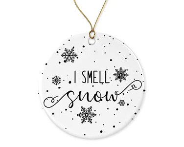 Hao East KrysDesigns I Smell Snow Ornament Porcelain Christmas Holiday Decoration Present White