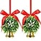 Chuangdi 2 Pcs Christmas Mistletoe Hanging Balls Holiday Artificial Mistletoe Balls Xmas Kissing Ball Decorations with Bow Knots and Bells for Home Christmas Party Decor 5 InchWhite GoldClassic