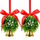 Chuangdi 2 Pcs Christmas Mistletoe Hanging Balls Holiday Artificial Mistletoe Balls Xmas Kissing Ball Decorations with Bow Knots and Bells for Home Christmas Party Decor 5 InchWhite GoldClassic