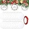Jetec 25 Pieces Christmas Acrylic Ornament Blanks 4 Inch Clear Ornaments Round Flat Disc Vinyl Christmas Tree Hanging Circle Bauble Fillable Decor with Red Ribbon Hole for DIY Crafts Party Supply