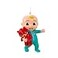 Kurt S. Kurt S Adler Cocomelon Blow Mold Christmas Ornament Baby JJ Character with Teddy Bear Holiday Decoration 35in