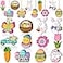 Qunclay 24 Pcs Spring Easter Wooden Ornaments Flower Bunny Egg Hanging Sign for Tree Easter Wooden Decorations with Strings Hanging Ornaments for Party Home Classroom DecorBunny Egg Flower