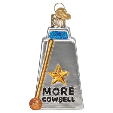 Old World Christmas Cowbell Glass Blown Ornament for Christmas Tree Handcrafted Holiday Decoration Western Collection