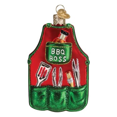Old World Christmas BBQ Apron Glass Blown Ornament for Christmas Tree Handcrafted Holiday Decoration Kitchen Collection