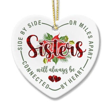 Kilyhome Ceramic Christmas Ornament Sisterhood Gift Best Present for Sisters 2023 Christmas Decoration