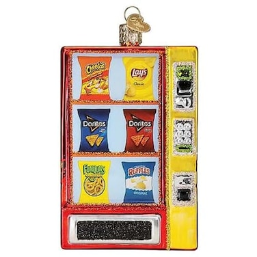 Old World Christmas Frito Lay Vending Machine Glass Blown Ornament for Christmas Tree Handcrafted Holiday Decoration Snacks Collection