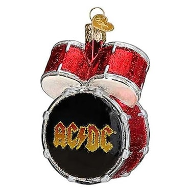 Old World Christmas ACDC Drum Set Glass Blown Ornament for Christmas Tree Handcrafted Holiday Decoration Music Collection
