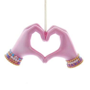 Kurt S. Kurt Adler 5 inch Pink Electroplated Heart Hands Ornament