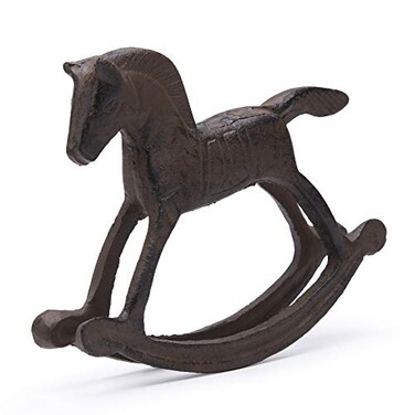 BRASSTAR Cast Iron Rocking Horse Statue 63 Garden Home Office Desk Decor Collection Childlike Figurine TQZDPT47