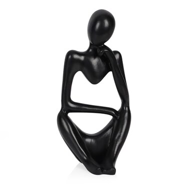 Ozzptuu Sandstone Resin Thinker Style Abstract Sculpture Statue Collectible Figurines Home Office Bookshelf Desktop Decor Small Black Right