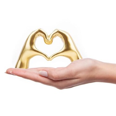 Lynagert Small Heart Hands Sculpture Decor for Living Room Bedroom Bookshelf Coffe Table and Office Display Love Finger Statue Modern Aesthetic Home Decor Unique Gift for Wedding Christmas Birthday Go