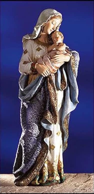 Avalon Gallery Ave Maria Collection Figurine Hand Painted Catholic Resin Statue 2325Inch Madonna Child Figurine