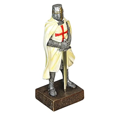 Zeckos Medieval Templar Knight in Battle Armor Painted Resin Statue Figurine 10 Inches High Capturing the Spirit of Medieval Courage Chivalrous Valor and Honor