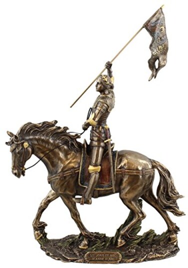 WU Joan of Arc on Horse Statue Bronze Leaders Medieval Collectible Decoration