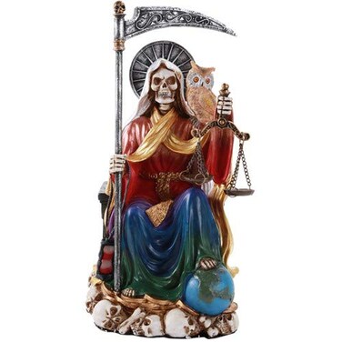 Pacific Giftware Santa Muerte Saint of Holy Death Seven Powers Religious Resin Statue Figurine Seated 9