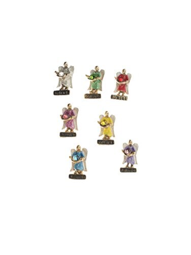 Angelitos de Mexico 1 inch 25cm Seven Archangels with Cristal Mini Statue Set Angel Figures Weekly Protection
