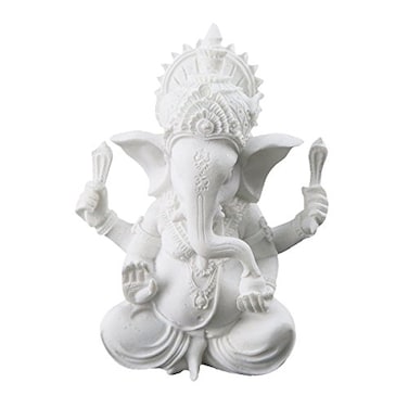 Winterworm White Ganesha Elephant God Statue Sandstone Handmade Sculpture Buddha Figurine Decoration for Home Decoration Crafts Gifts