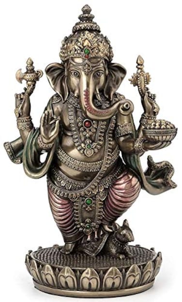 JFSM INC. Standing Ganesh Ganesha Hindu Elephant God of Success Statue 7 12inch