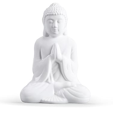 FORLONG Ceramic Praying Buddha Figurine Serene Medium Statue 11 Inches TallWhite