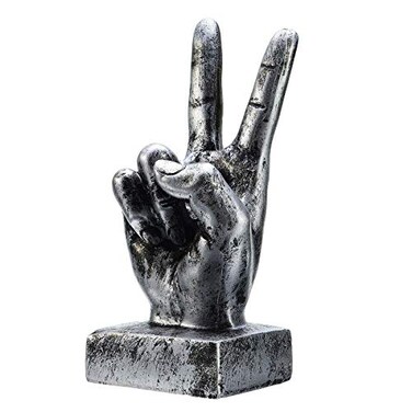 Nice purchase Hand Finger Gesture Desk Statues Fingers Sculpture Creative Home Living Room Cabinet Shelf Decoration Victory Gesture in Silver