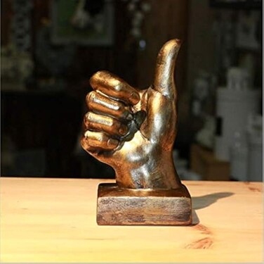 Nice purchase Hand Finger Gesture Desk Statues Fingers Sculpture Creative Home Living Room Cabinet Shelf Decoration Thumbsup in Gold