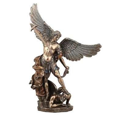 UNICORN STUDIO Veronese Design 14 18 Inch Archangel Saint Michael Tramples Demon Religious Sculpture Defeating Lucifer Resin Statue Bronze Finish