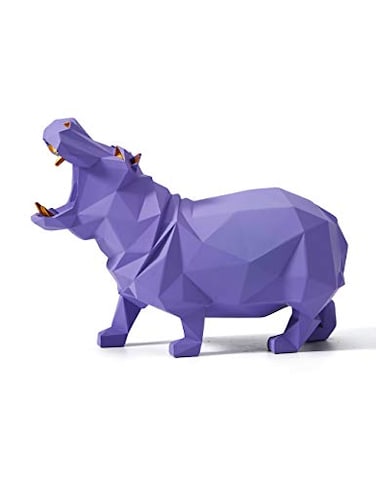 HAUCOZE Hippo Statue Animal Sculpture Figurine Modern Home Decor Table Art Gift for Bedroom Living Room Purple Polyresin 71 Inch