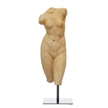 Creative Co-Op Creative CoOp Resin Female Body Figure on Metal Stand Plaster Finish