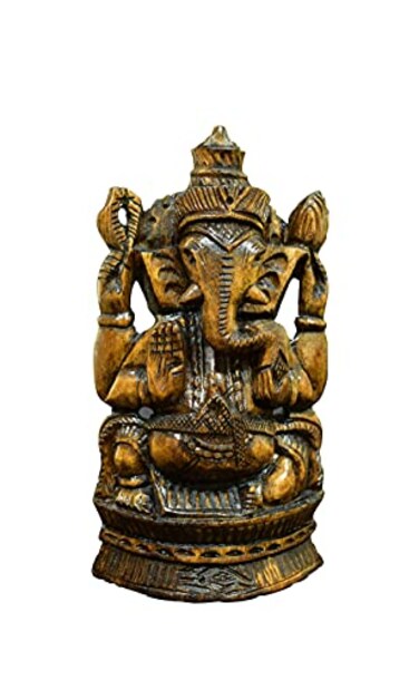 Tarini Gallery Ganesh Ganesha Ganpati Wooden Statue Sculpture Idol Murti for Home Temple Desk Decoration Pooja Gifting Indian 7 Inch