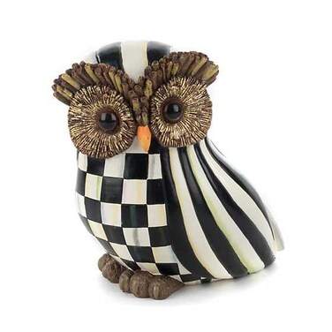 MACKENZIE-CHILDS MACKENZIECHILDS Owl Fall Owl Decor for Home BlackandWhite Courtly Stripe