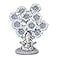 YU FENG Evil Eye Flowers Lucky Tree with Silver Ganesha Hindu Elephant God Statue Home Office Feng Shui Protection Ornament Blessing Gift