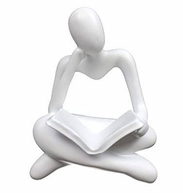 HAFKOIS Thinker Statue Reading Women Figurine Abstract Art Sculpture Home Decor Modern White Decor Accents White Thinker Figurines for Living Room Shelves Bookshelf Office Shelf Desktop Decor