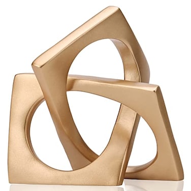 LCCCK Modern Geometric Sculpture Gold Knot Statue Decor Home Gold Bookcase Centerpiece jax Decorative Geometric Tabletop Sculpture and Figurines For Golden Home Decor Accent Cube Decorative Ornaments