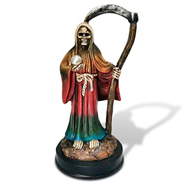 Redwix Santa Muerte Statue 5 inch Grim Reaper Statue in Rainbow Robe Reaper Figurine of Holy Death