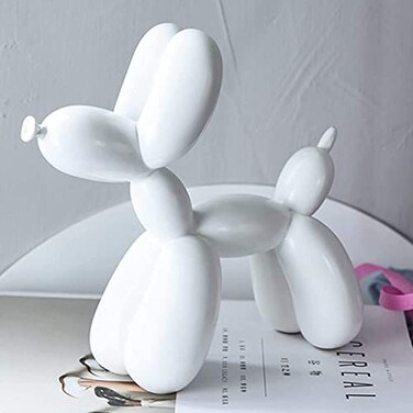 Addzoe Resin Balloon Dog Sculpture Mini 4in White Figurine Animal Crafts