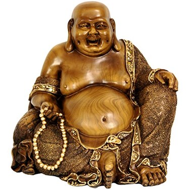 Red Lantern Oriental Furniture 10 Sitting Hotei Happy Buddha Statue Bronze