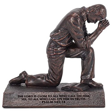 Lighthouse Christian Products Praying Man Seeking God Bronzelike Finish 45 x 275 Cast Stone Mounted Sculpture