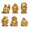 Brass Statu BRABUD 2 Golden Laughing Buddha Figurines with Red Lips Good Gift and Collection Set of 6 2 Gilt