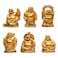 Brass Statu BRABUD 2 Golden Laughing Buddha Figurines with Red Lips Good Gift and Collection Set of 6 2 Gilt