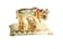 IndianStore4All IS4A Kamadhenu Cow Indian Statue Office Table Gold Tone Metal Art