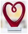 QFkris 5 Tall Art Glass Red Heart Sculpture Centerpiece Party Home Decoration Glass Art Style Red Abstract Table Decor