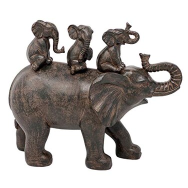 Nature's Mark Natures Mark 8 H 3 Baby Elephants Riding an Elephant Resin Statue Figurine Home Decorative Accent Decor Brown