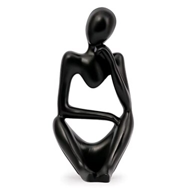 INNOLITES Resin Statue Thinker Style Decoration Abstract Sculptures Collectible Figurines for Home Decor Modern Office Shelf Desktop BlackRight