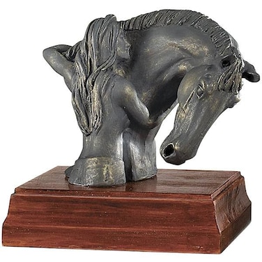 SAGEFINDS Mutual Affection Sculpture Woman with Horse Statue Art Figurine Home Dcor Gift for Owners and Lovers Solid Resin Bronze Finish