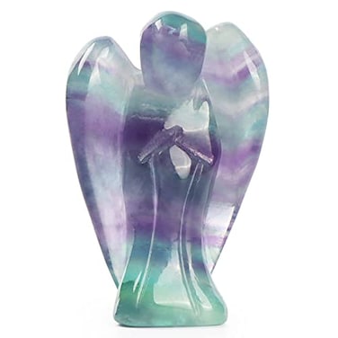 Artistone Rainbow Fluorite Guardian Angel Statue Healing Pocket Angel Stones Handcraft Gemstone Crystal Figurines with Gift Box 2inch